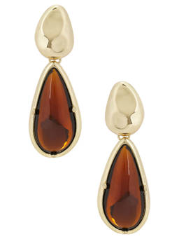 petit moments - Solstice Women's Gold-Tone Brown Stone Drop Earrings Gold
