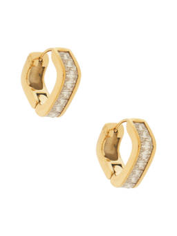 petit moments - Women's Pave Triangle Huggie Earrings Gold