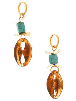 petit moments - Acrylic Link Women's Gold-Tone Drop Earrings Turquoise
