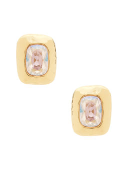 petit moments - Women's Gold-Tone Coloured Stone Stud Earrings Pink