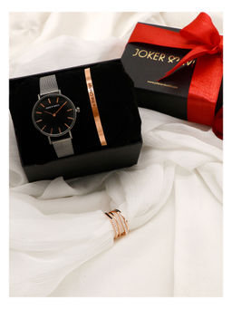 Joker and Witch - Joker & Witch Joy Black Love Triangle Watch & Bracelet With Ring For Women (Pack of 3) (JWLT5)