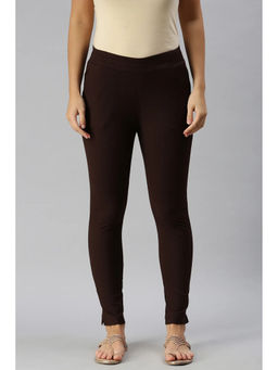 Soch - Womens Brown Viscose Solid Ankle Length Pant