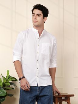 WROGN - White Mandarin Collar Slim Fit Shirt