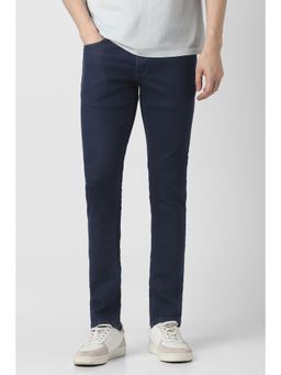 Peter England - Men Navy Blue Mid Wash Jeans