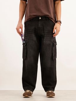 WROGN - Black Faded Loose Fit Denim Cargo