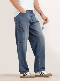 WROGN - Blue Classic Loose Fit Denim Cargos
