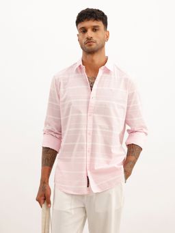 WROGN - Pink Regular Fit Striped Shirt