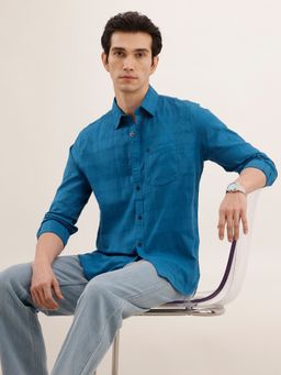 WROGN - Blue Regular Fit Textured Shirt