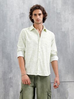 WROGN - Green Abstract Floral Printed Slim Fit Shirt