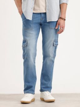 WROGN - Blue Relaxed Fit Cargo Denim Jeans