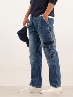 WROGN - Blue Classic Relaxed Fit Denim Cargos