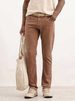 WROGN - Brown Slim Fit Solid Denim Jeans