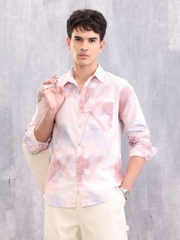 WROGN - Pink Men’S Pastel Tie-Dye Casual Shirt