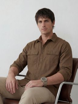 WROGN - Brown Comfort Fit Double Pocket Shirt