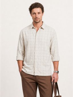 WROGN - White Comfort Fit Checkered Full Sleeve Shirt