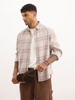 WROGN - Purple Comfort Fit Full Sleeve Checkered Shirt