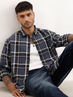 WROGN - Blue Comfort Fit Full Sleeve Checkered Shirt