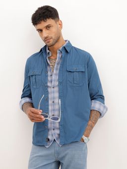 WROGN - Teal Regular Fit Double Pocket Shirt