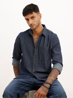WROGN - Blue Classic Slim Fit Denim Shirt