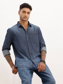 WROGN - Blue Classic Regular Fit Denim Shirt