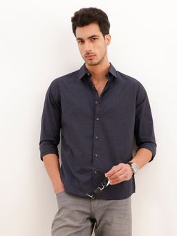 WROGN - Black Melange Regular Fit Full Sleeve Shirt