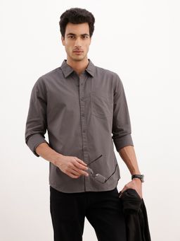 WROGN - Grey Solid Slim Fit Shirt