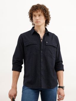 WROGN - Blue Slim Fit Double Pocket Shirt