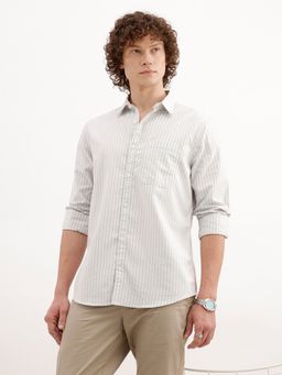 WROGN - Grey Classic Slim Fit Striped Shirt