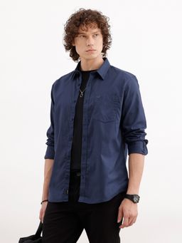 WROGN - Blue Solid Slim Fit Shirt