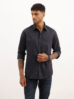 WROGN - Blue Slim Fit Full Sleeve Aop Shirt