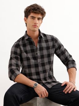 WROGN - Black Slim Checkered Full Sleeve Shirt