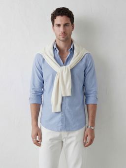 WROGN - Blue Classic Solid Slim Fit Shirt with Refined Collar