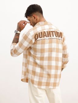 WROGN - Khaki Slim Fit Placement Printed Shirt