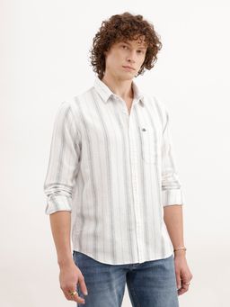 WROGN - White Slim Fit Striped Shirt