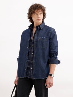 WROGN - Blue Slim Fit Distressed Denim Shirt