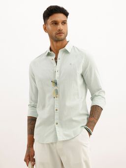 WROGN - Green Solid Slim Fit Full Sleeve Shirt