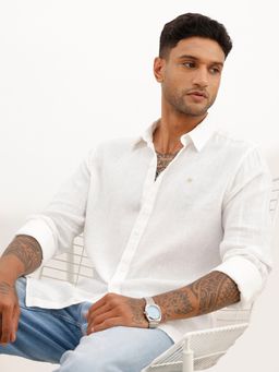 WROGN - White Solid Slim Fit Full Sleeve Shirt