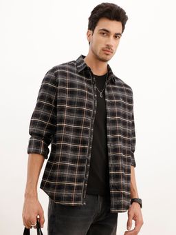 WROGN - Black Slim Fit Grindle Flannel Checkered Shirt