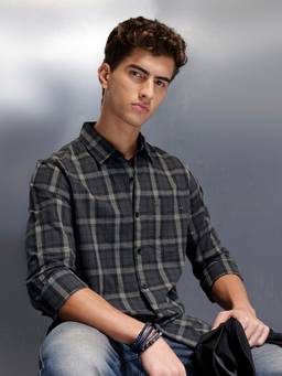 WROGN - Grey Men's Casual Classic Check Shirt