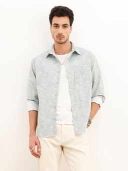 WROGN - Grey Comfort Fit Abstract Printed Shirt