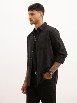 WROGN - Black Regular Fit Striped Shirt