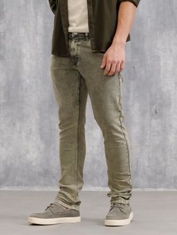 WROGN - Olive Retro Wash Overdyed Slim Fit Jeans