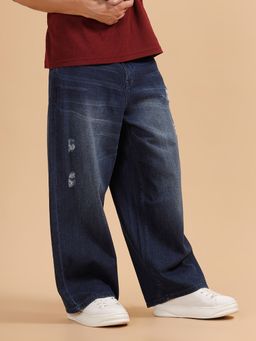 WROGN - Blue Casual Heavy Fade Baggy Fit Jeans