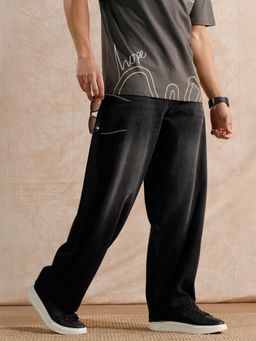 WROGN - Grey Casual Heavy Fade Baggy Fit Jeans