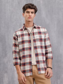 WROGN - Rust Space Dyed Check Shirt In Slim Fit