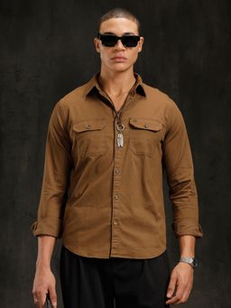 WROGN - Khaki Double Pocket Overdyed Shirt