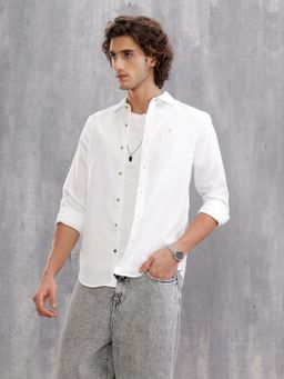 WROGN - White Textured Solid Shirt In Slim Fit