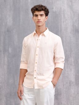 WROGN - Beige Solid Pure Cotton Shirt
