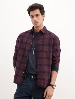 WROGN - Maroon Comfort Fit Checkered Shirt