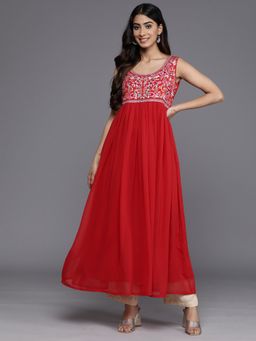 Varanga - Women Red Embroidered Anarkali Kurta